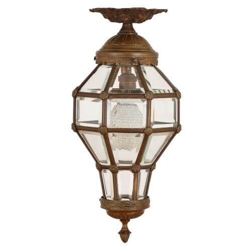 Louis XVI style ormolu and glass antique beehive lantern