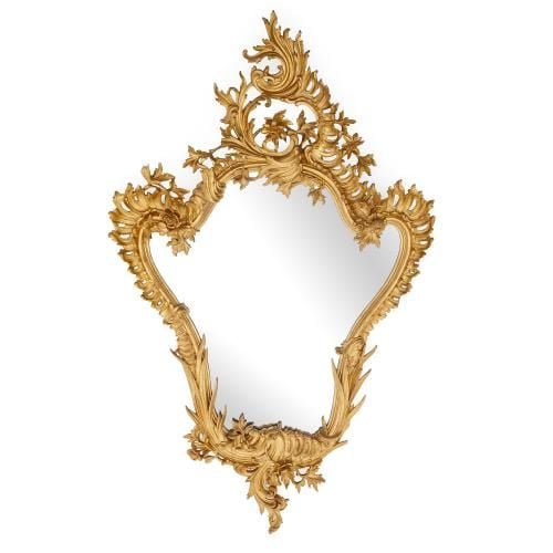 Antique Italian giltwood mirror in the Rococo style