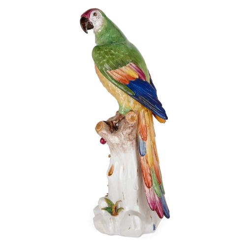 Very large Volkstedt German porcelain parrot model