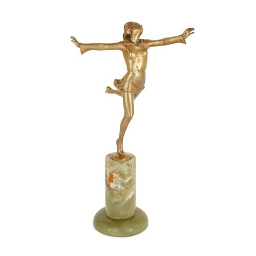 Art Deco ormolu and onyx figure of a dancer by Josef Lorenzl
