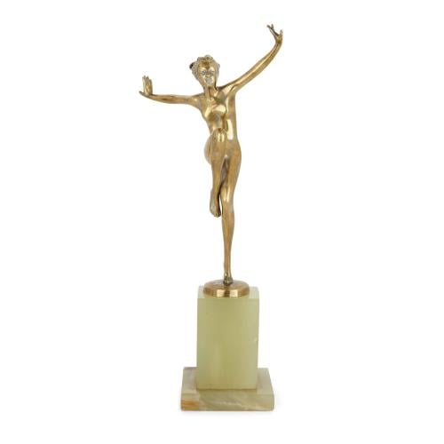 Art Deco period ormolu and onyx figure of a dancer by Lorenzl