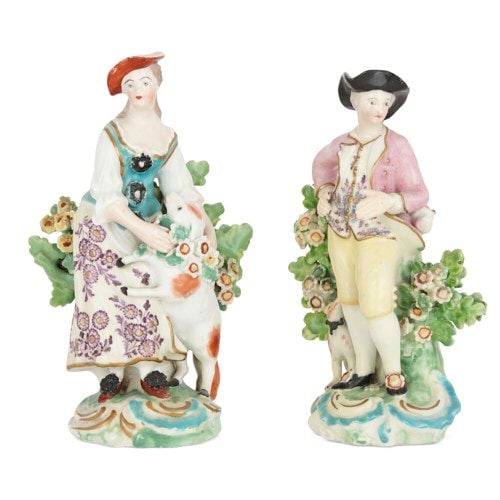 Pair of Derby porcelain bocage figures Mayfair Gallery