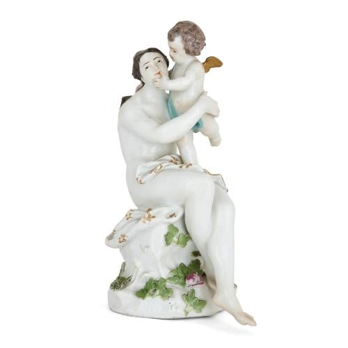Meissen porcelain antique group of Venus and Cupid