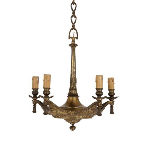 Antique French ormolu five-light chandelier