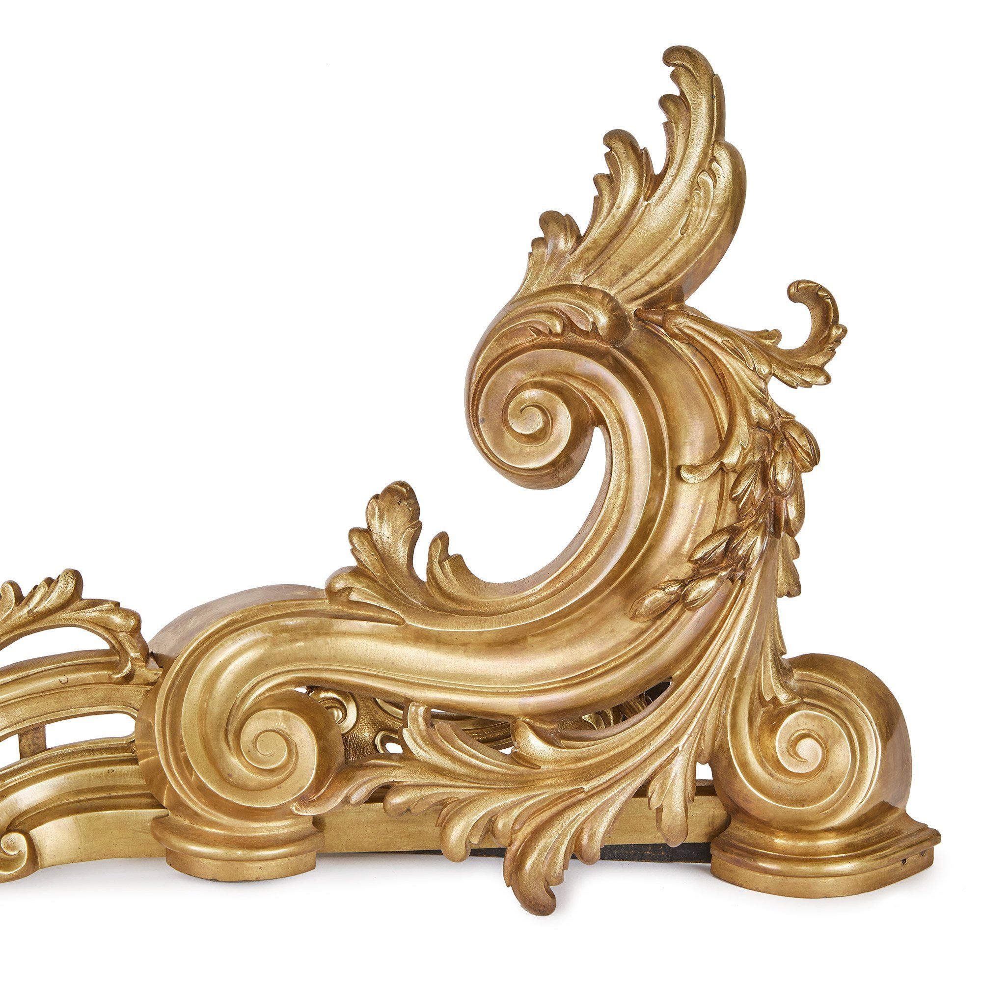 Antique Louis XV style gilt bronze French fireplace fender Mayfair