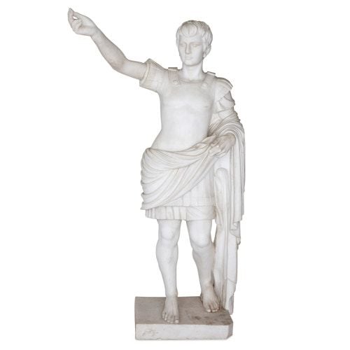 Large Italian marble sculpture after the Augustus of Prima Porta