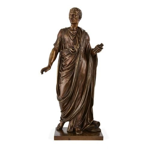 Patinated bronze figure of Roman emperor by Mathurin Moreau