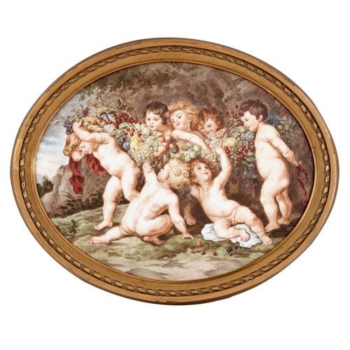 French porcelain plaque painted after Rubens