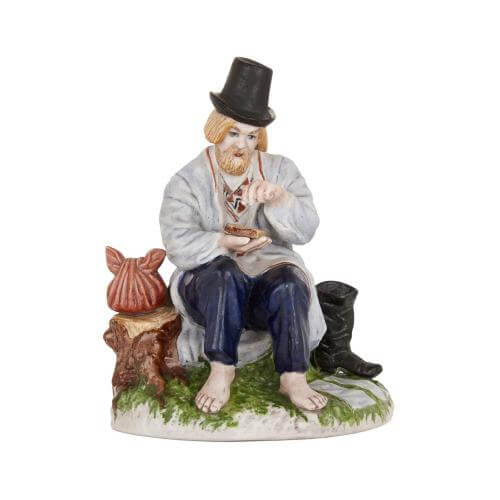 Antique Russian porcelain figure of a peasant by Gardner