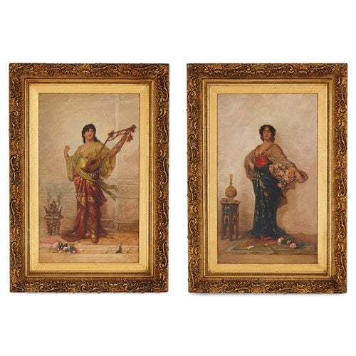Pair of Orientalist paintings by J.E. Hill