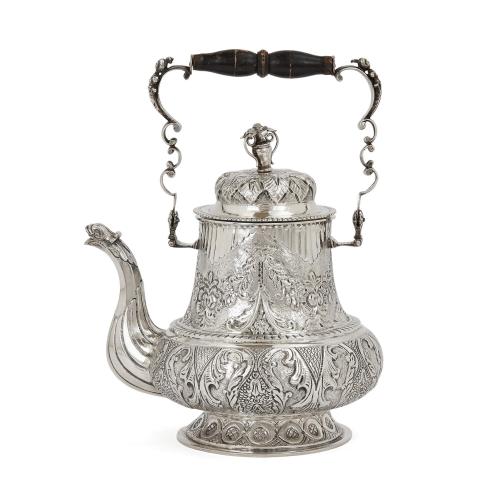 Antique Swedish silver and ebonised wood teapot
