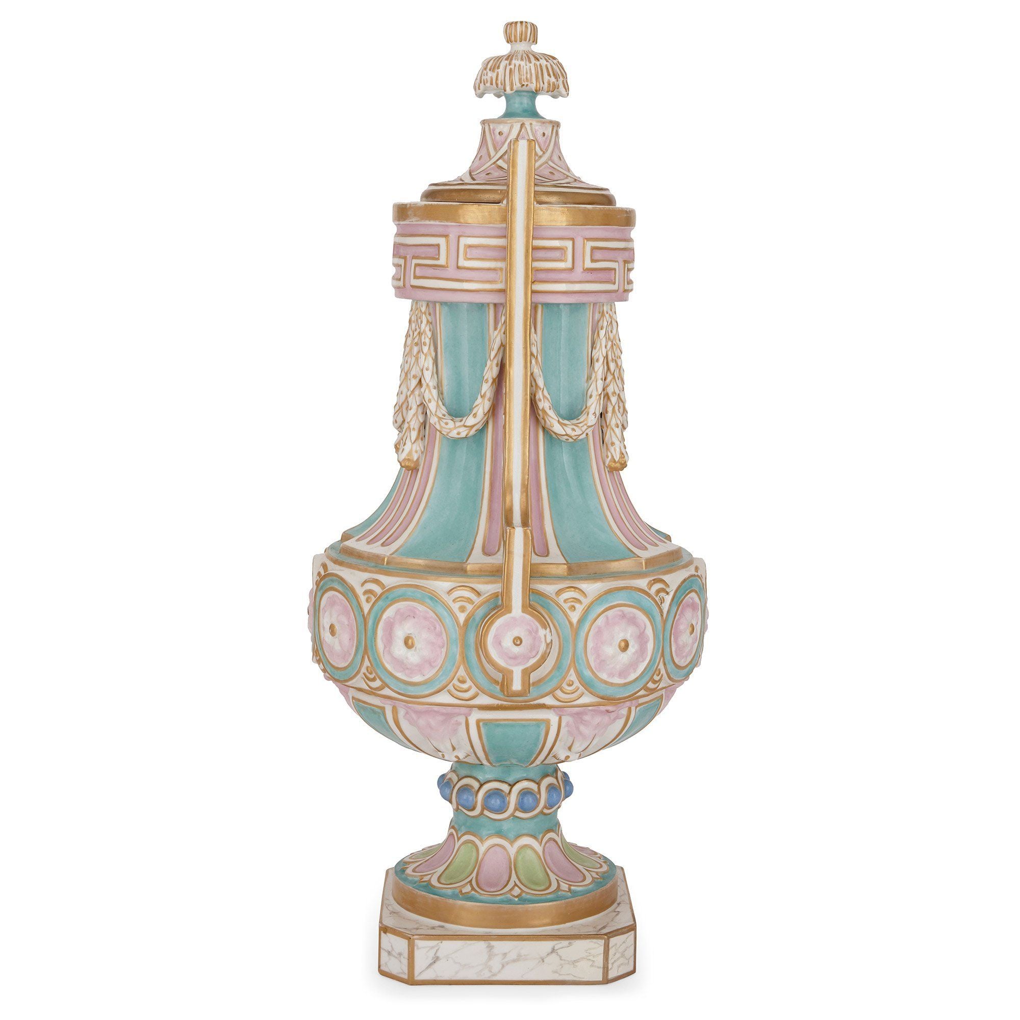 Pair of antique German porcelain vases and covers Mayfair Gallery