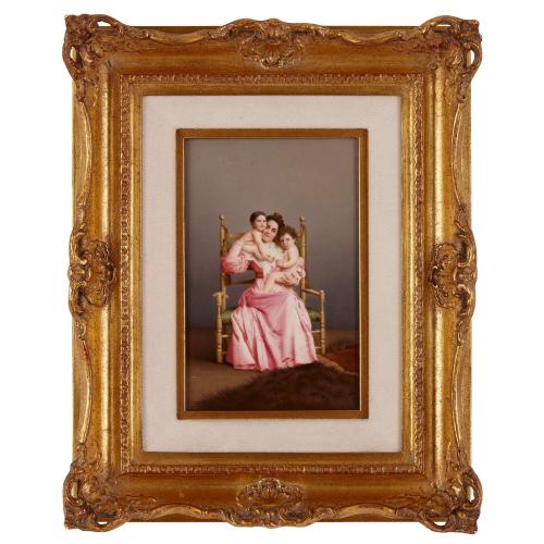 'Motherhood', antique KPM porcelain plaque by Greiner