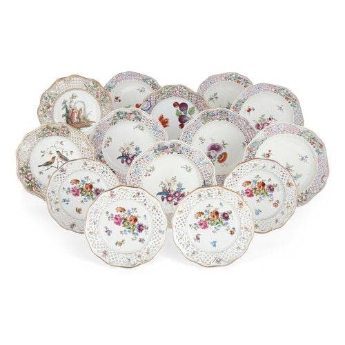 Group of 14 antique German porcelain plates
