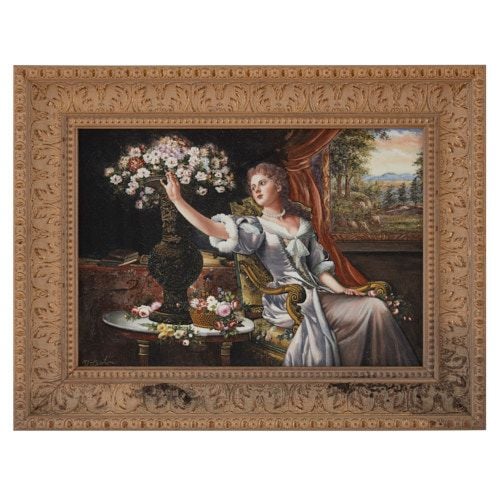 Large German painted porcelain plaque