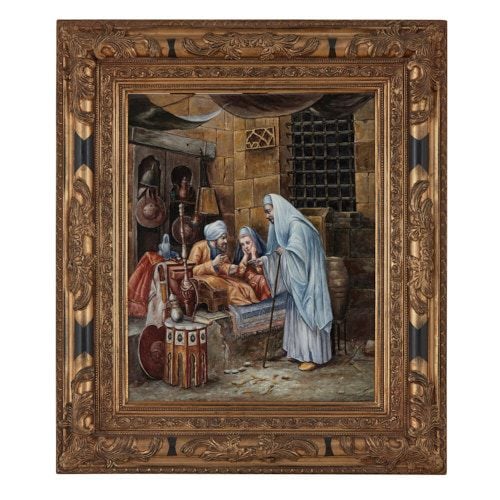 Large German KPM style Orientalist porcelain plaque