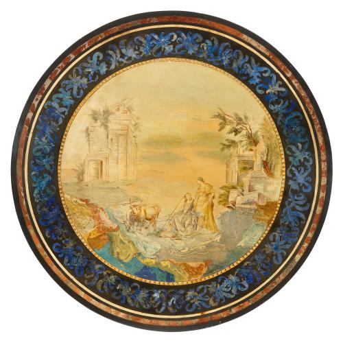 Antique Italian 19th century scagliola circular table top