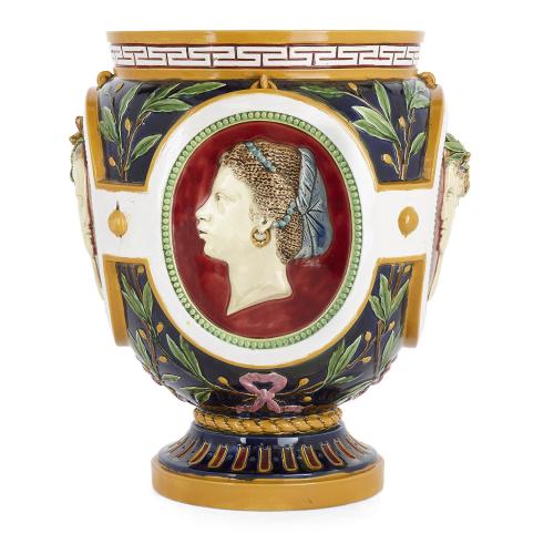 Antique Victorian majolica jardinière by Minton 