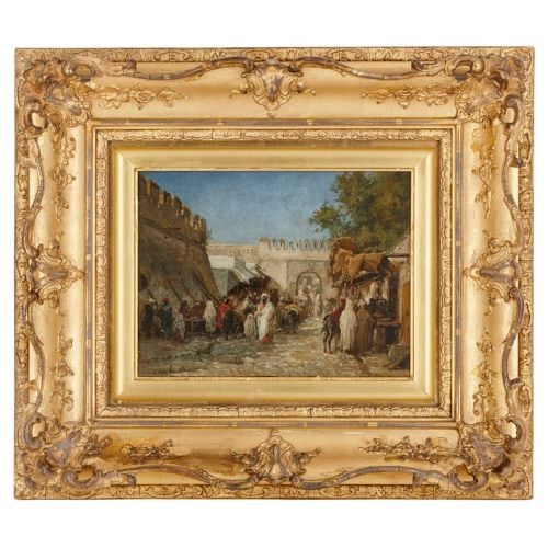 Orientalist oil on panel painting in giltwood frame by Eeckhout