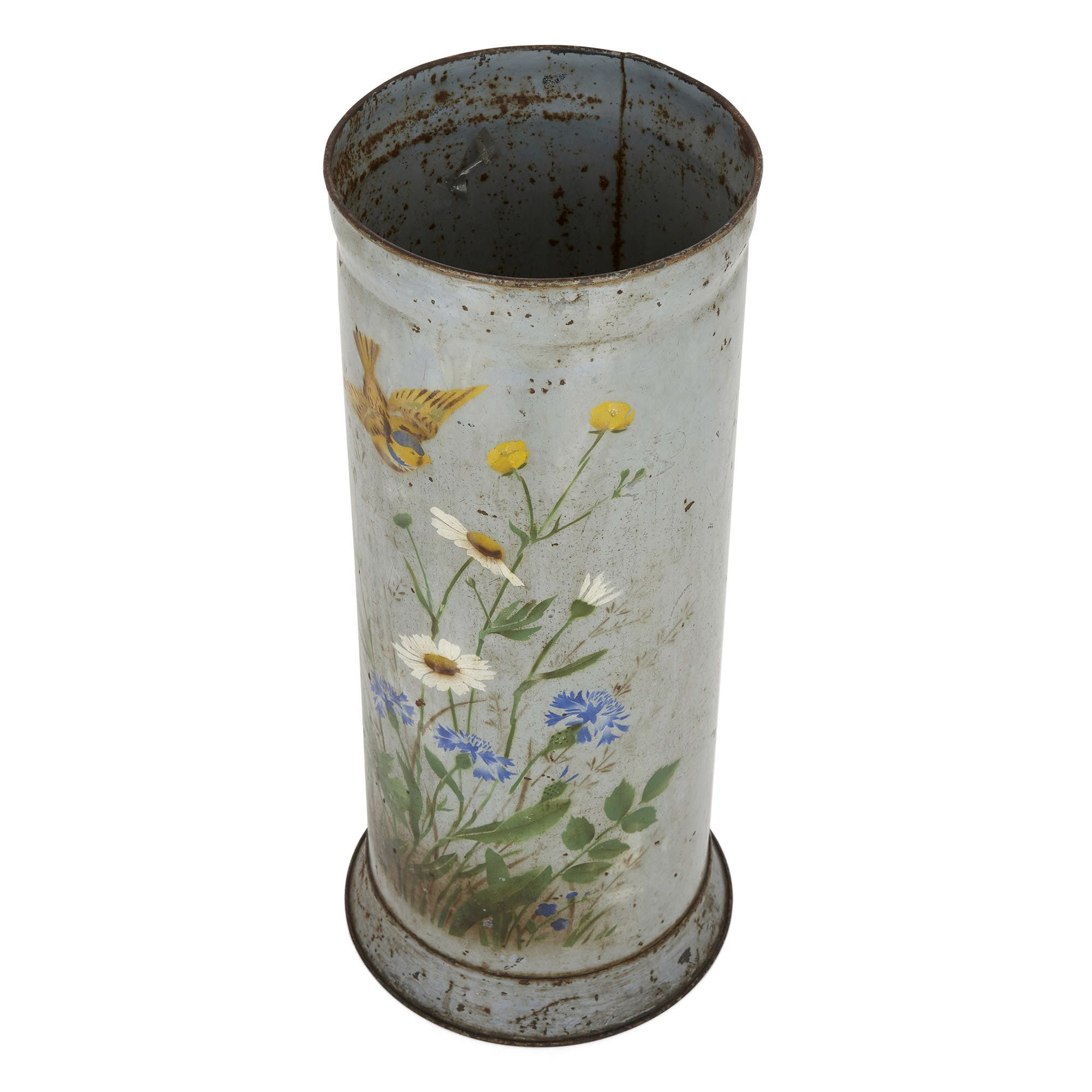 Antique handpainted metal umbrella stand Mayfair Gallery