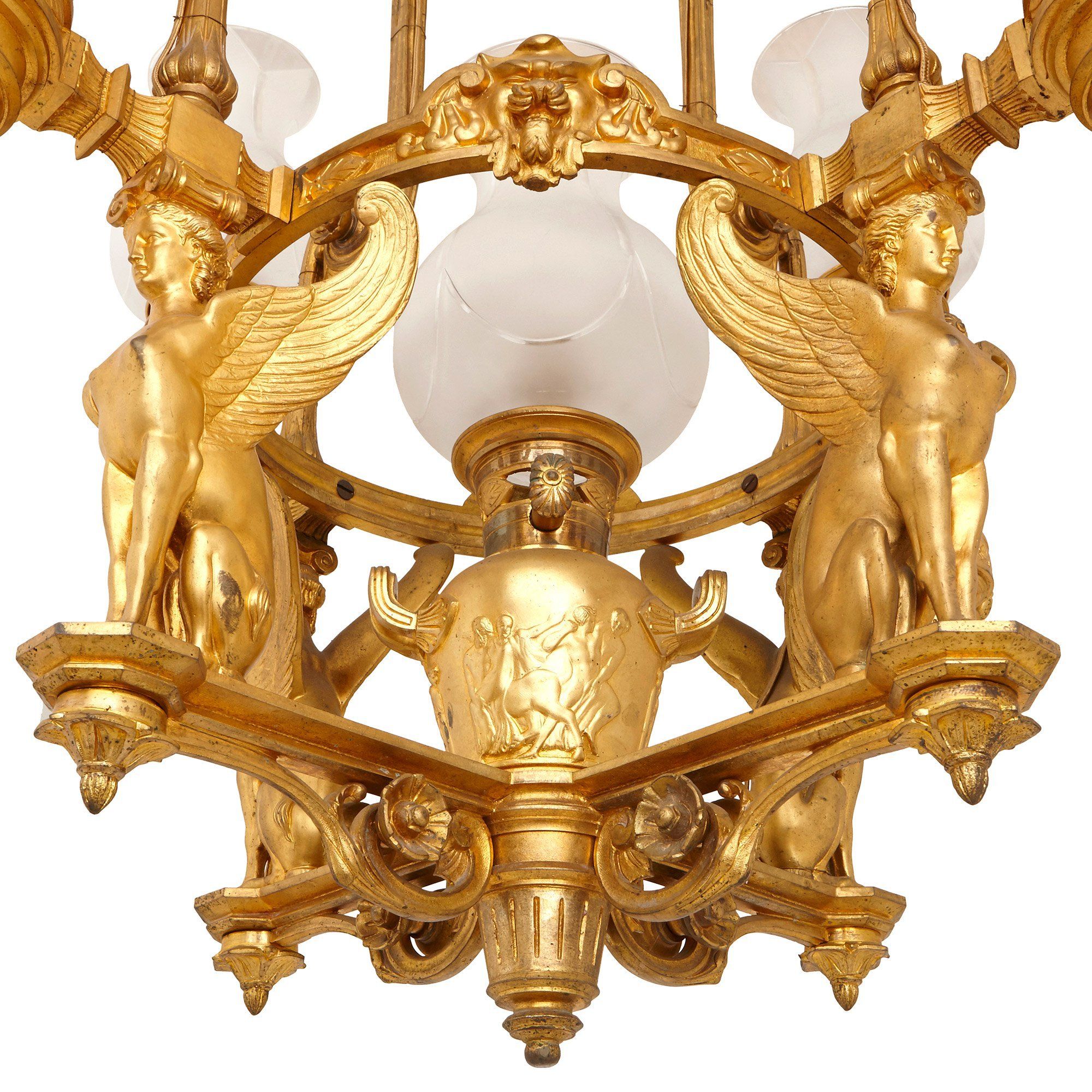 Antique French Empire style ormolu chandelier Mayfair Gallery