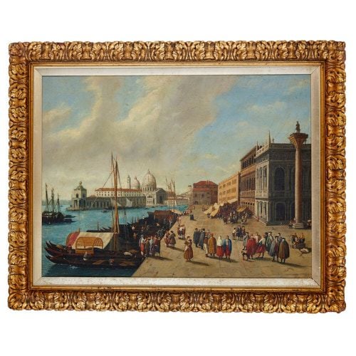 'Along the Riva degli Schiavoni', Italian painting of Venice