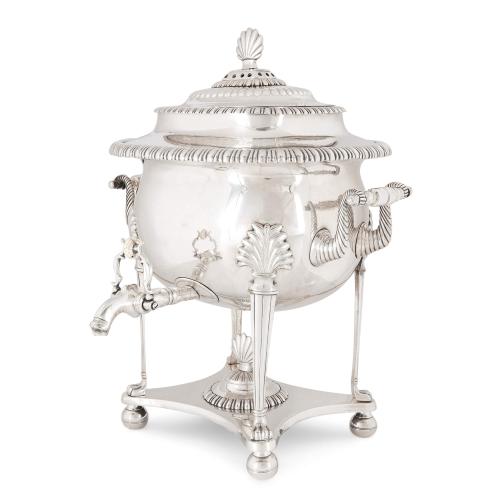 Twin handled antique English silver plated samovar