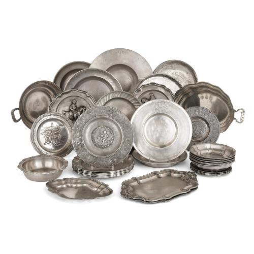 Collection of German pewter plates
