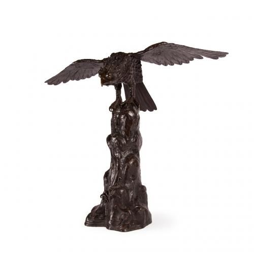 Japanese Meiji period antique bronze model of an eagle
