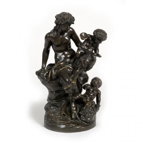 French patinated bronze bacchanal group after Clodion