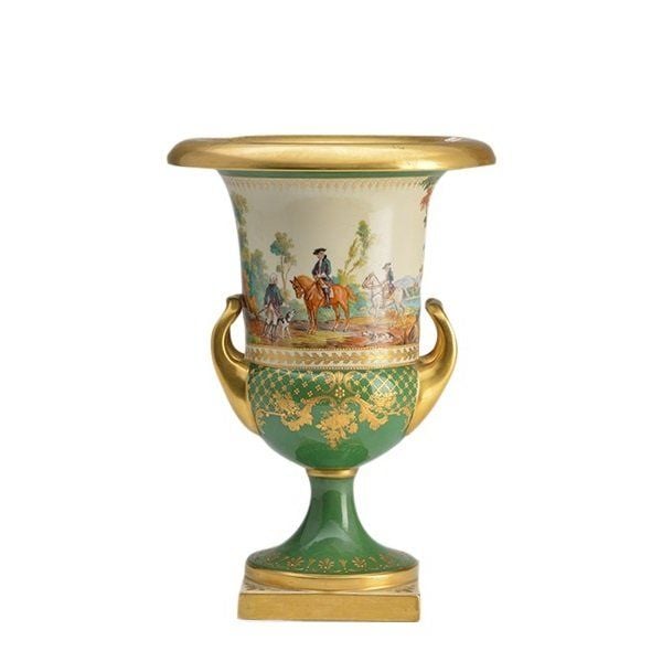 Antique parcel gilt porcelain vase with hunting scene by KPM | Mayfair ...