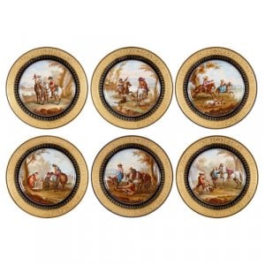Set Of Six Parcel Gilt Sèvres Style Porcelain Plates Mayfair Gallery