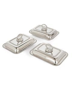 Three silver-plate entrée dishes and covers by Mappin & Webb