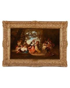 Orientalist oil painting of a dancing group by Devedeux | Mayfair