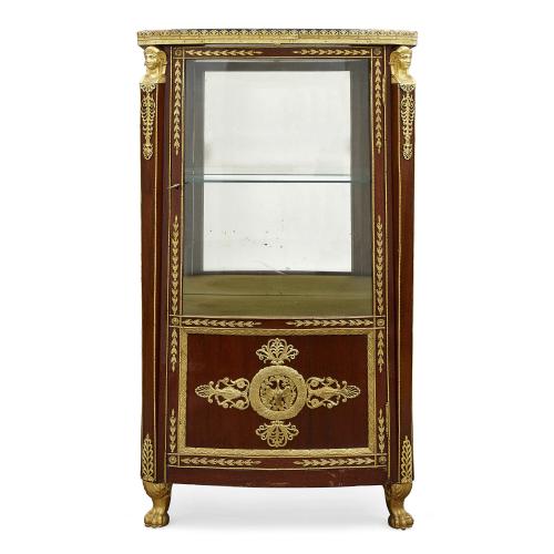 Empire style ormolu mounted antique mahogany vitrine 