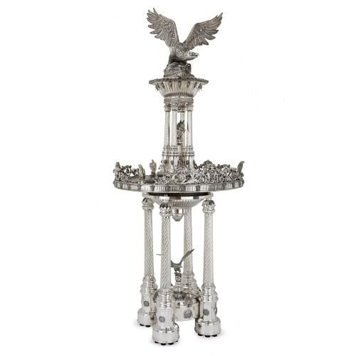 Monumental Belle Epoque style solid silver fountain 