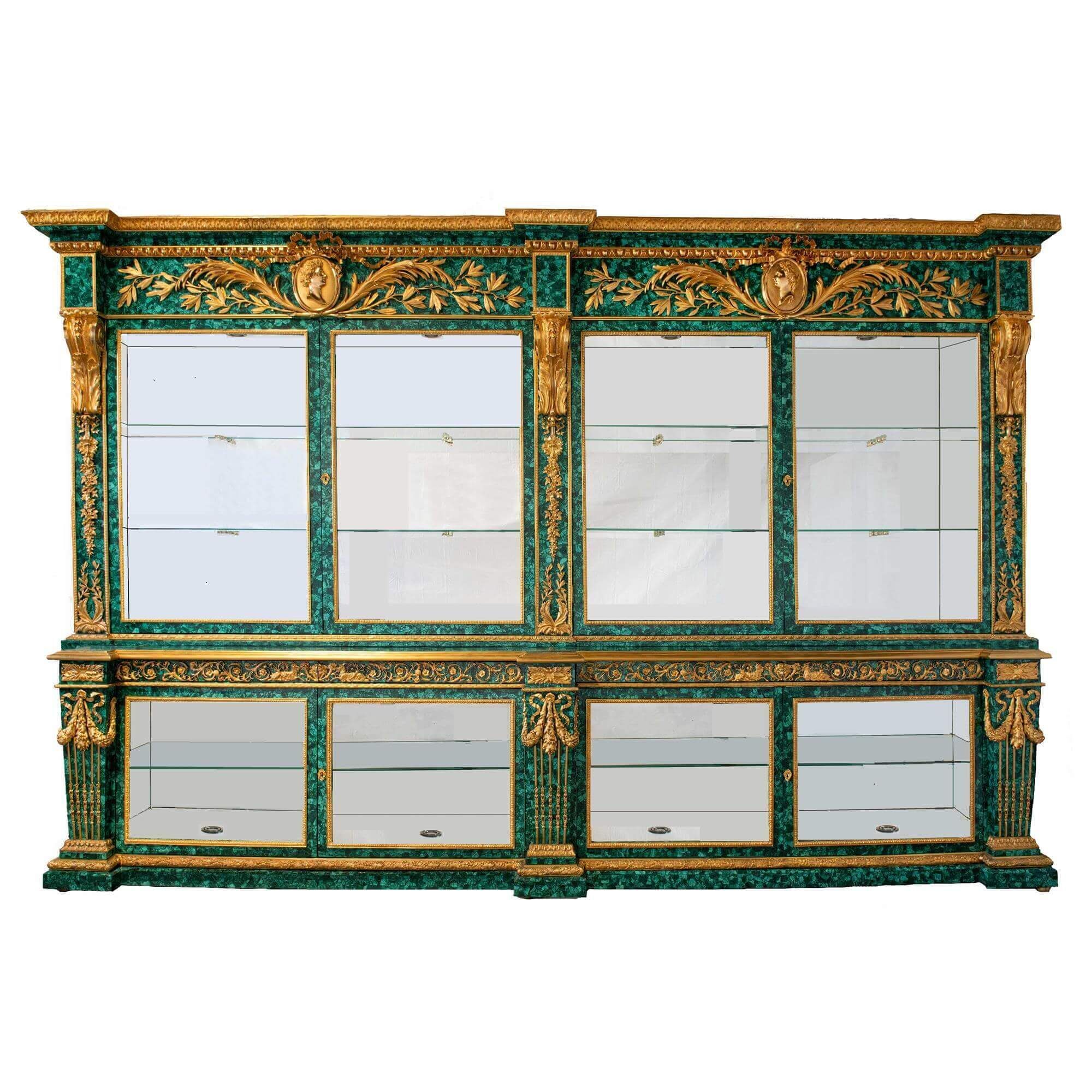 Very Large Ormolu Mounted Malachite Display Cabinet Mayfair Gallery