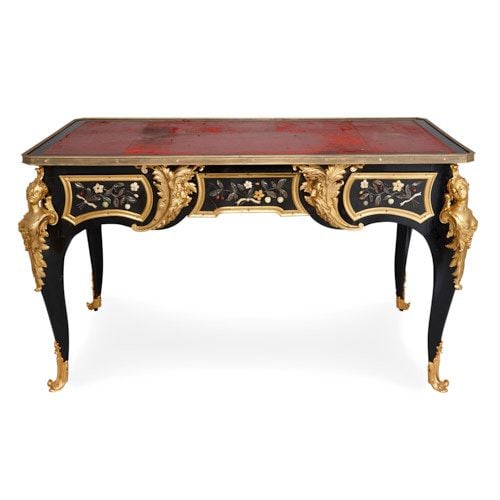 Ormolu and pietra dura mounted Napoleon III period desk