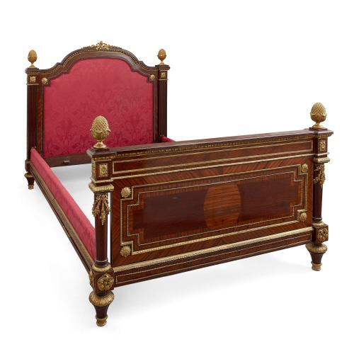 Neoclassical style ormolu and mahogany bed by Grohé Frères