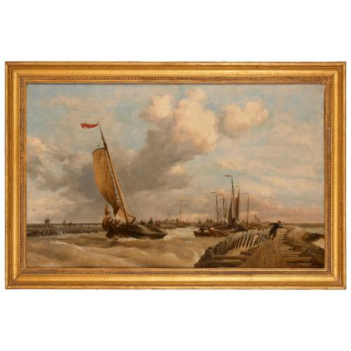 Large Victorian coastal marine painting by E. W. Cooke, R.A., 1842