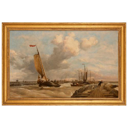 Large Victorian coastal marine painting by E. W. Cooke, R.A., 1842