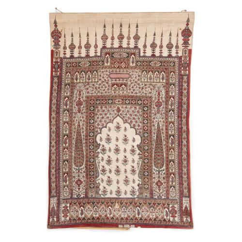 Antique Persian Qalamkar prayer mat, Isfahan, Iran