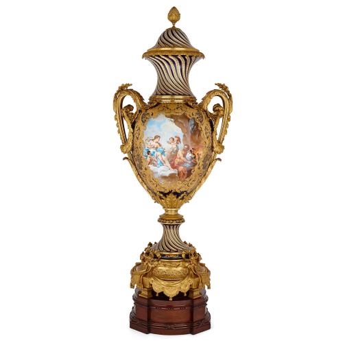 Exceptionally fine French antique porcelain and ormolu vase