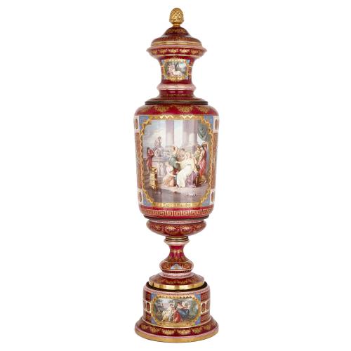 Very large Royal Vienna porcelain vase with mythological scenes