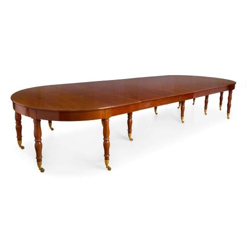 Very large antique Empire period mahogany extending dining table