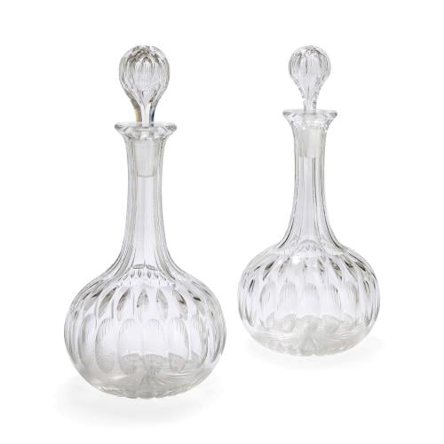 Pair of 20th century English cut glass decanters