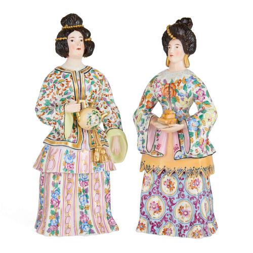 Pair of antique French porcelain bottles by Jacob Petit