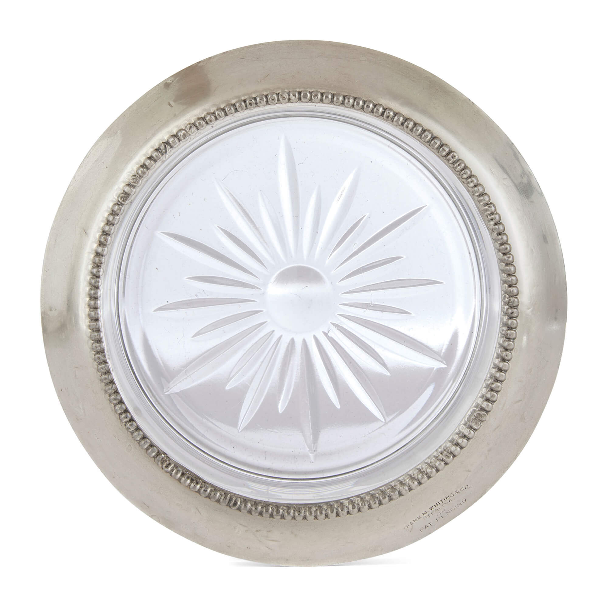 Set of five American sterling silver and glass coasters | Mayfair