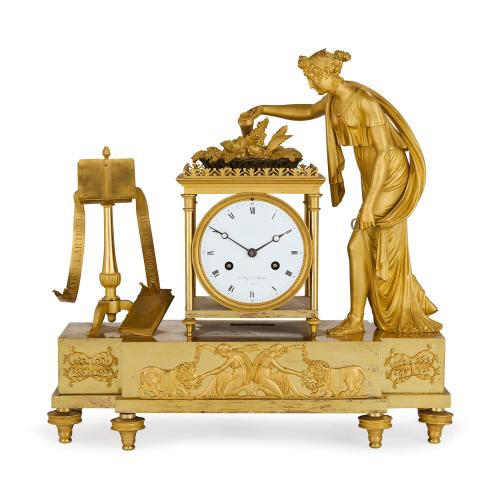 19th century allegorical ormolu mantel clock by Le Roy et fils
