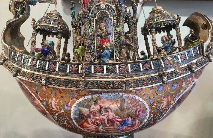 19th Century Viennese enamel ship by Hermann Bohm